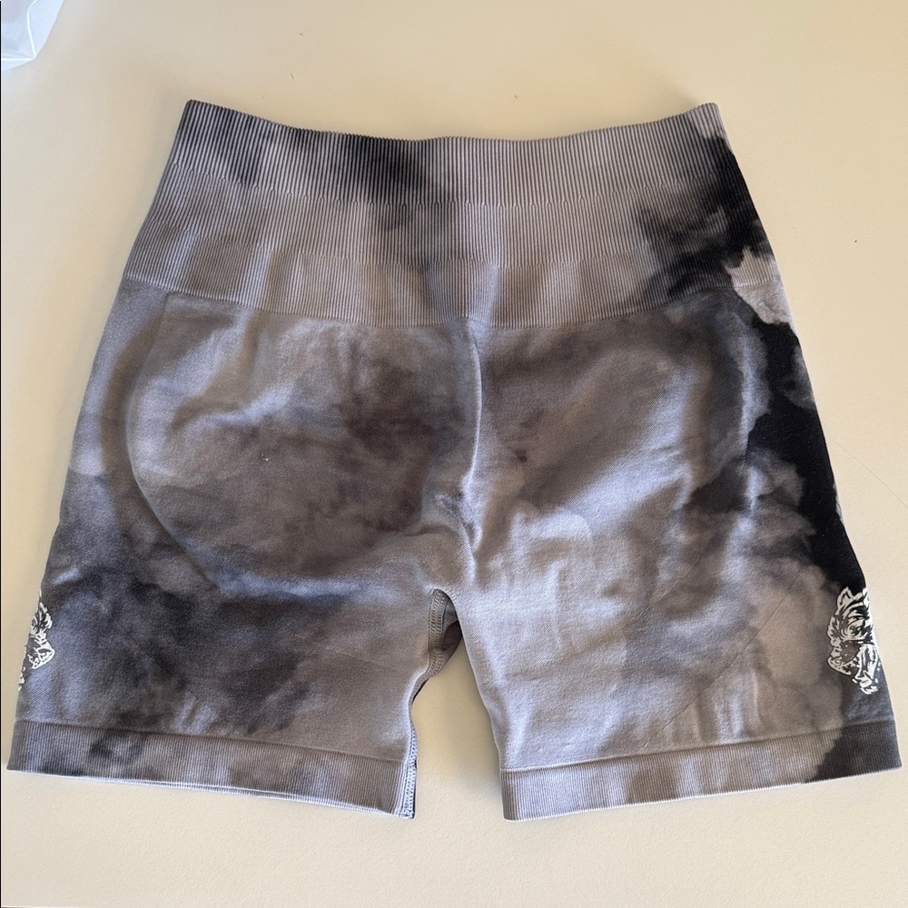 Darc Sport Gray Tie-Dye High-Rise Bike Shorts